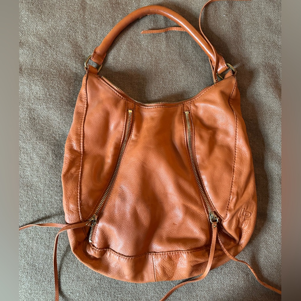 Línea Pelle Orange Leather Alex Hobo Shoulder Bag